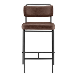 Zander PU Counter Stool - Set of 4 Toasted Dark Brown 9300164-652 New Pacific Direct