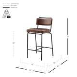 Zander PU Counter Stool - Set of 4 Toasted Dark Brown 9300164-652 New Pacific Direct