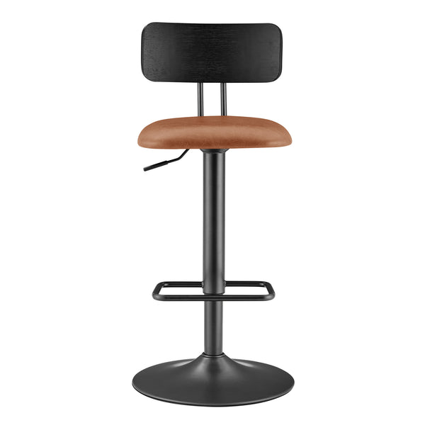 Judith PU Gaslift Bar Stool - Set of 2 Toasted Caramel, Brown 9300166-651 New Pacific Direct