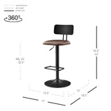 Judith PU Gaslift Bar Stool - Set of 2 Toasted Dark Brown 9300166-652 New Pacific Direct