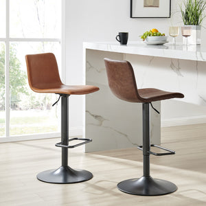 New Pacific Direct Bruce Faux Leather Bar Stool Set - Chic Adjustable Swivel Seating For Stylish Home Decor Toasted Caramel  9300168-651-npd