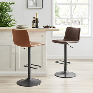 New Pacific Direct Bruce Faux Leather Bar Stool Set - Chic Adjustable Swivel Seating For Stylish Home Decor Toasted Caramel  9300168-651-npd