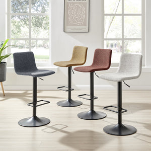 New Pacific Direct Bruce Stylish Gaslift Bar Stool Set Of 2 - Adjustable Height, Swivel, And Chic Design For Any Space Pebbled Cream 100% Polyester 9300169-654-npd