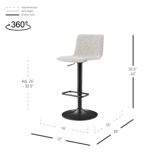 New Pacific Direct Bruce Stylish Gaslift Bar Stool Set Of 2 - Adjustable Height, Swivel, And Chic Design For Any Space Pebbled Cream 100% Polyester 9300169-654-npd