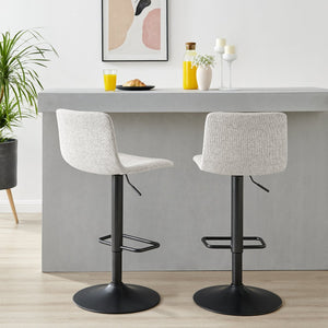 New Pacific Direct Bruce Stylish Gaslift Bar Stool Set Of 2 - Adjustable Height, Swivel, And Chic Design For Any Space Pebbled Cream 100% Polyester 9300169-654-npd