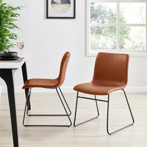 Bruce PU Dining Side Chair - Set of 2 Toasted Caramel, Brown 9300170-651 New Pacific Direct