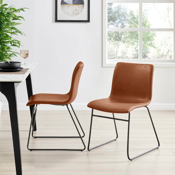 Bruce PU Dining Side Chair - Set of 2 Toasted Caramel, Brown 9300170-651 New Pacific Direct