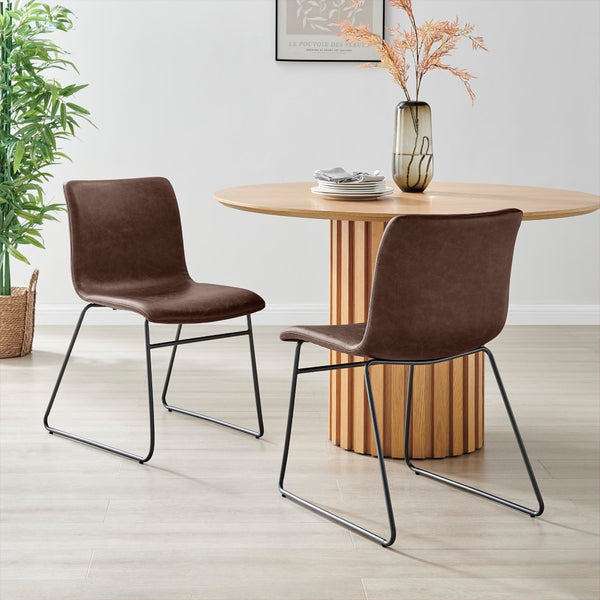 Bruce PU Dining Side Chair - Set of 2 Toasted Dark Brown 9300170-652 New Pacific Direct