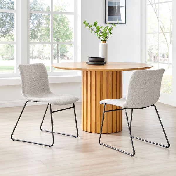 Bruce Fabric Dining Side Chair - Set of 2 Pebbled Cream, Beige 9300171-654 New Pacific Direct