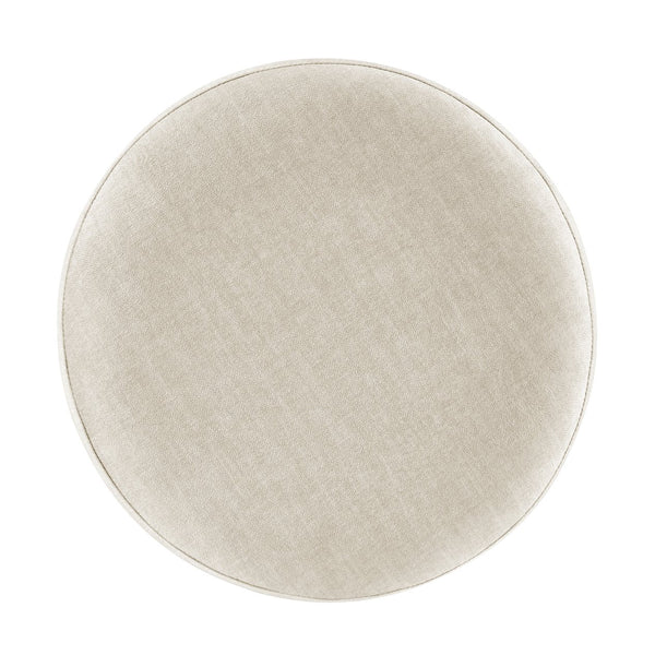 New Pacific Direct Ophelia Velvet Round Ottoman - Luxurious Modern Design With Green Metal Frame For Chic Spaces Padburry Cream 100% Polyester 9300174-663-npd