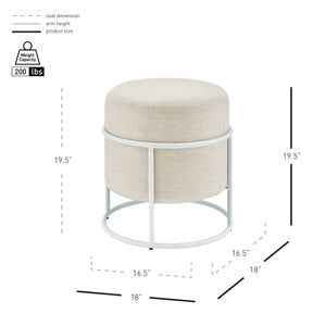 New Pacific Direct Ophelia Velvet Round Ottoman - Luxurious Modern Design With Green Metal Frame For Chic Spaces Padburry Cream 100% Polyester 9300174-663-npd