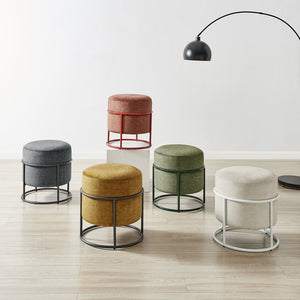 New Pacific Direct Ophelia Velvet Round Ottoman - Luxurious Modern Design With Green Metal Frame For Chic Spaces Padburry Dark Gray 100% Polyester 9300174-667-npd