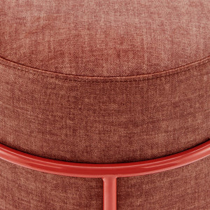 New Pacific Direct Ophelia Velvet Round Ottoman - Luxurious Modern Design With Green Metal Frame For Chic Spaces Padburry Coral 100% Polyester 9300174-664-npd