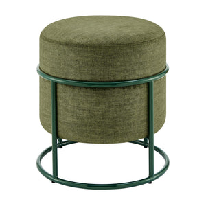 New Pacific Direct Ophelia Velvet Round Ottoman - Luxurious Modern Design With Green Metal Frame For Chic Spaces Padburry Green 100% Polyester 9300174-666-npd