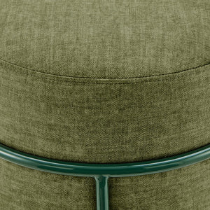 New Pacific Direct Ophelia Velvet Round Ottoman - Luxurious Modern Design With Green Metal Frame For Chic Spaces Padburry Green 100% Polyester 9300174-666-npd