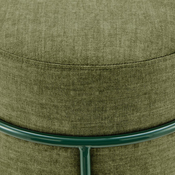 New Pacific Direct Ophelia Velvet Round Ottoman - Luxurious Modern Design With Green Metal Frame For Chic Spaces Padburry Green 100% Polyester 9300174-666-npd