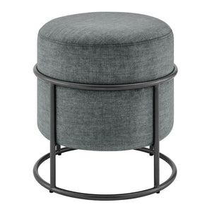 New Pacific Direct Ophelia Velvet Round Ottoman - Luxurious Modern Design With Green Metal Frame For Chic Spaces Padburry Dark Gray 100% Polyester 9300174-667-npd