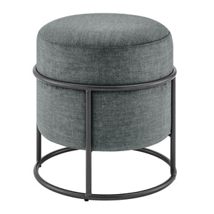 New Pacific Direct Ophelia Velvet Round Ottoman - Luxurious Modern Design With Green Metal Frame For Chic Spaces Padburry Dark Gray 100% Polyester 9300174-667-npd