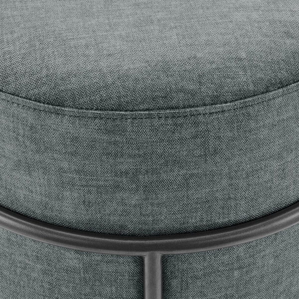 New Pacific Direct Ophelia Velvet Round Ottoman - Luxurious Modern Design With Green Metal Frame For Chic Spaces Padburry Dark Gray 100% Polyester 9300174-667-npd