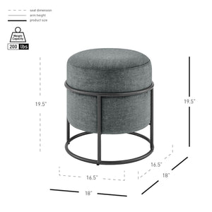 New Pacific Direct Ophelia Velvet Round Ottoman - Luxurious Modern Design With Green Metal Frame For Chic Spaces Padburry Dark Gray 100% Polyester 9300174-667-npd