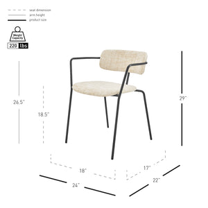 Alivia Fabric Dining Side Arm Chair - Set of 2 Allure Cream, Beige 9300176-671 New Pacific Direct