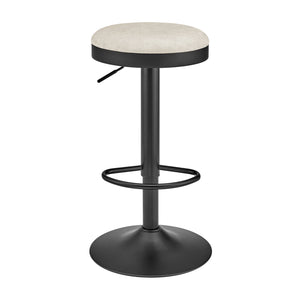 New Pacific Direct Juno Velvet Gaslift Swivel Bar Stool - Modern Industrial Style With Adjustable Height & Comfort Padburry Cream 100% Polyester 9300177-663-npd