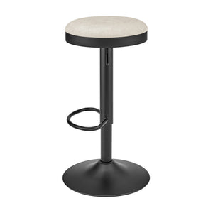 New Pacific Direct Juno Velvet Gaslift Swivel Bar Stool - Modern Industrial Style With Adjustable Height & Comfort Padburry Cream 100% Polyester 9300177-663-npd