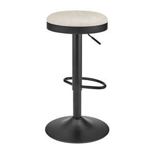 New Pacific Direct Juno Velvet Gaslift Swivel Bar Stool - Modern Industrial Style With Adjustable Height & Comfort Padburry Cream 100% Polyester 9300177-663-npd