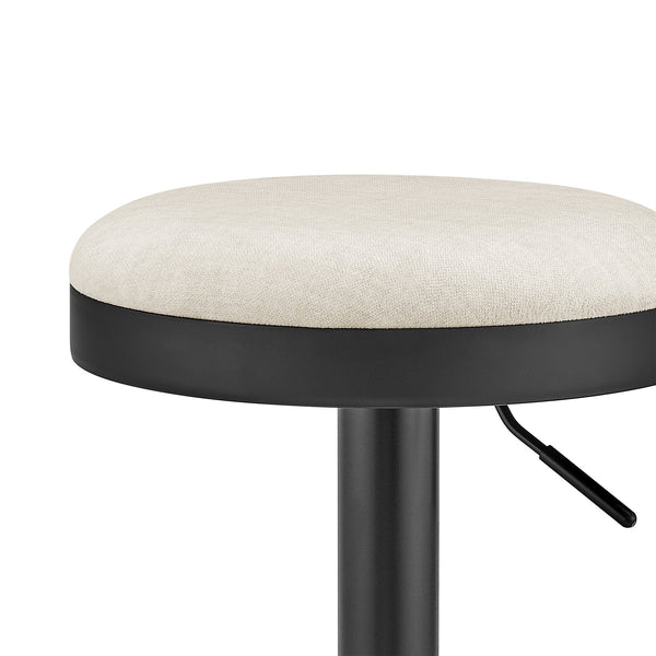 New Pacific Direct Juno Velvet Gaslift Swivel Bar Stool - Modern Industrial Style With Adjustable Height & Comfort Padburry Cream 100% Polyester 9300177-663-npd