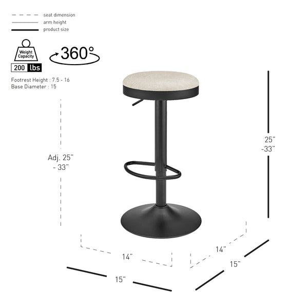 New Pacific Direct Juno Velvet Gaslift Swivel Bar Stool - Modern Industrial Style With Adjustable Height & Comfort Padburry Cream 100% Polyester 9300177-663-npd