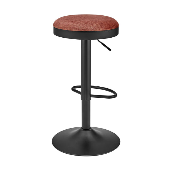 New Pacific Direct Juno Velvet Gaslift Swivel Bar Stool - Modern Industrial Style With Adjustable Height & Comfort Padburry Coral 100% Polyester 9300177-664-npd