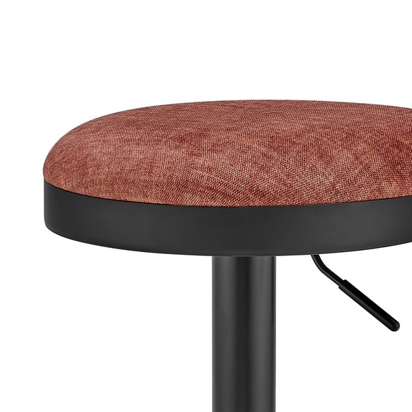 New Pacific Direct Juno Velvet Gaslift Swivel Bar Stool - Modern Industrial Style With Adjustable Height & Comfort Padburry Coral 100% Polyester 9300177-664-npd