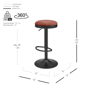 New Pacific Direct Juno Velvet Gaslift Swivel Bar Stool - Modern Industrial Style With Adjustable Height & Comfort Padburry Coral 100% Polyester 9300177-664-npd