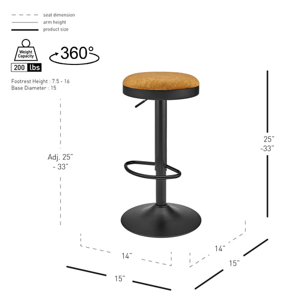 New Pacific Direct Juno Velvet Gaslift Swivel Bar Stool - Modern Industrial Style With Adjustable Height & Comfort Padburry Amber 100% Polyester 9300177-665-npd