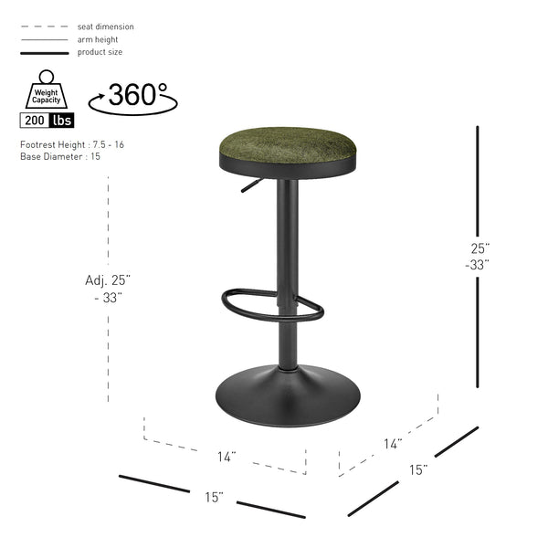 New Pacific Direct Juno Velvet Gaslift Swivel Bar Stool - Modern Industrial Style With Adjustable Height & Comfort Padburry Green 100% Polyester 9300177-666-npd