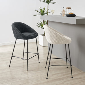 New Pacific Direct Watson Fabric Counter Stool, (Set Of 2) Georgia Black, Black 100% Polyester, Plywood 9300180-675-npd