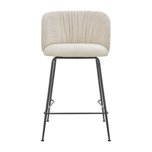 New Pacific Direct Millie Chenille Counter Stools Set Of 2 - Chic Modern Design With Plush Comfort & Stylish Legs Canova Ivory 100% Polyester 9300181-725-npd