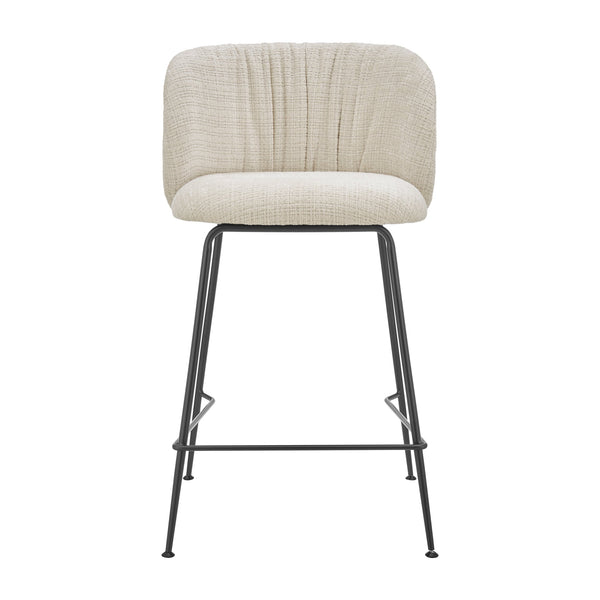 New Pacific Direct Millie Chenille Counter Stools Set Of 2 - Chic Modern Design With Plush Comfort & Stylish Legs Canova Ivory 100% Polyester 9300181-725-npd