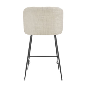 New Pacific Direct Millie Chenille Counter Stools Set Of 2 - Chic Modern Design With Plush Comfort & Stylish Legs Canova Ivory 100% Polyester 9300181-725-npd