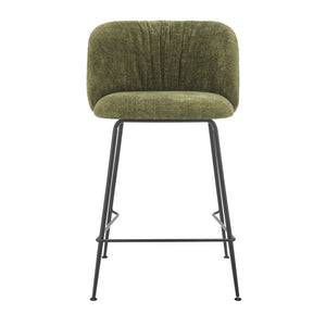 New Pacific Direct Millie Chenille Counter Stools Set Of 2 - Chic Modern Design With Plush Comfort & Stylish Legs Canova Green 100% Polyester 9300181-727-npd