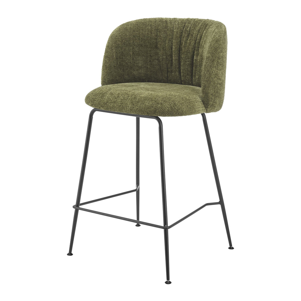 New Pacific Direct Millie Chenille Counter Stools Set Of 2 - Chic Modern Design With Plush Comfort & Stylish Legs Canova Green 100% Polyester 9300181-727-npd