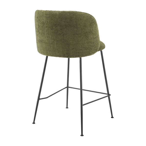 New Pacific Direct Millie Chenille Counter Stools Set Of 2 - Chic Modern Design With Plush Comfort & Stylish Legs Canova Green 100% Polyester 9300181-727-npd