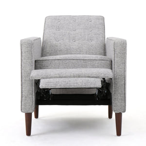 English Elm Christopher Knight Home® - Fabric Recliner Chair Mid-Century Modern Pushback Single Sofa with Tufted Cushion, Birch Legs, Cozy Comfort LIGHT GREY 60741.00LGT