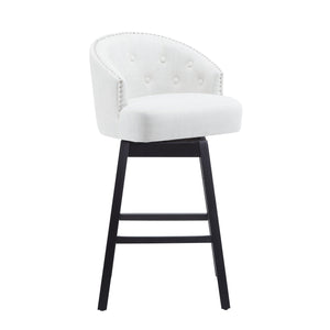 English Elm Christopher Knight Home® - 33.25" Swivel Counter Stools Set of 2 — 360° Upholstered Button-Tufted Armless Bar Stools, Black-Beige N780P185530B