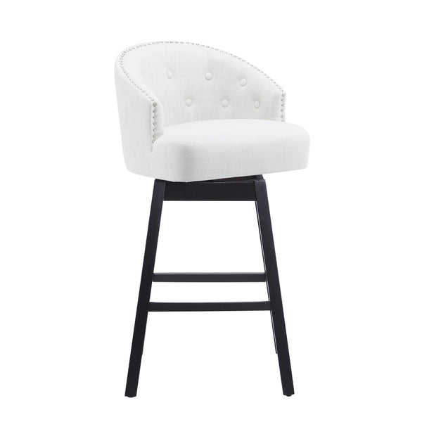 English Elm Christopher Knight Home® - 33.25" Swivel Counter Stools Set of 2 — 360° Upholstered Button-Tufted Armless Bar Stools, Black-Beige N780P185530B