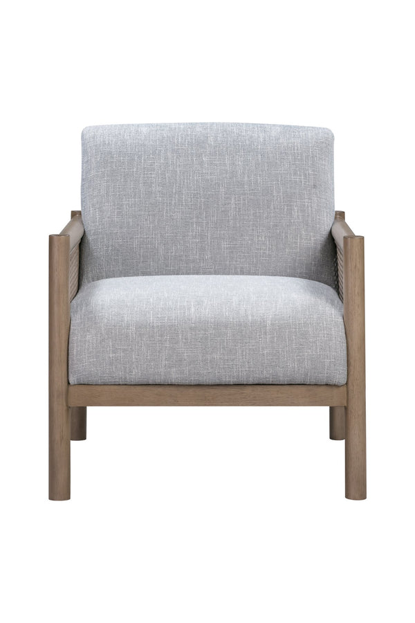 Basset Mirror Hedges Coastal Boho Accent Chair - Solid Wood Frame, Cane Detailing & Baltic Blue Stain-resistant Fabric Blue Solid Wood,Cane,Foam,100% Polyester Fabric 9301-lr-805
