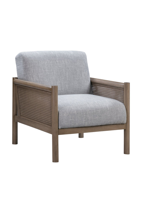 Basset Mirror Hedges Coastal Boho Accent Chair - Solid Wood Frame, Cane Detailing & Baltic Blue Stain-resistant Fabric Blue Solid Wood,Cane,Foam,100% Polyester Fabric 9301-lr-805