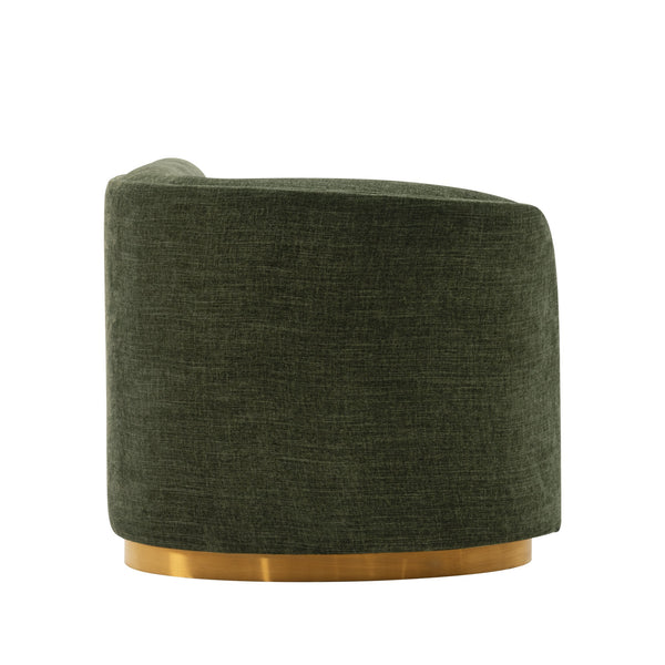 English Elm Daria 132" Chenille Sectional with Golden Mop Base — Luxurious High‑Density Foam, Pine Frame, 1100lb Capacity Olive Green B365S00121