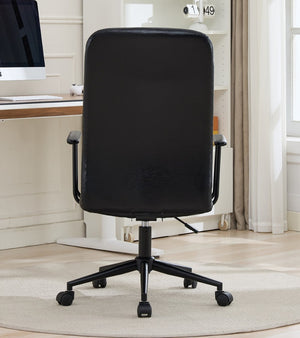 English Elm Antique Pu Leather High Back Office Chair with Swivel Gas Lift and Padded Armrests Antique Black W3149S00004