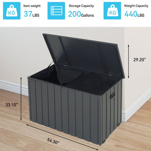English Elm Outdoor Storage Box - 200 Gallon Lockable Metal Deck Box With Waterproof Oxford Fabric Lining W1859P353008-GIGA